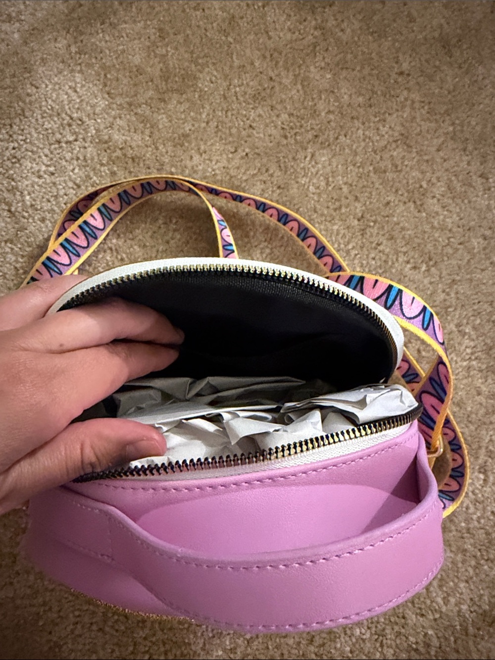 Disney Chip Round Crossbody Bag in Pink with Yellow Trim - Picture 3 of 7